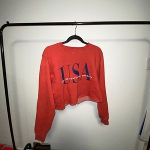 Red Cropped USA brandy melville crewneck